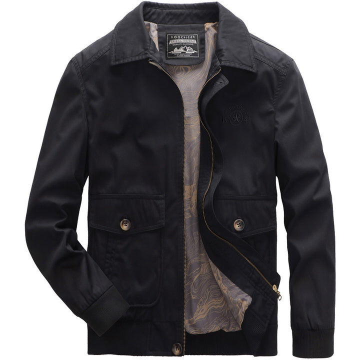 Men's Lightweight Canvas Jacket with Quilted Lining and Elastic Ribbed Cuff Mune Fashion