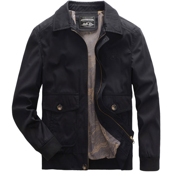 Men's lightweight Harrington jacket in worker look with button flap pockets, zipper and ribbed cuffs Mune Fashion