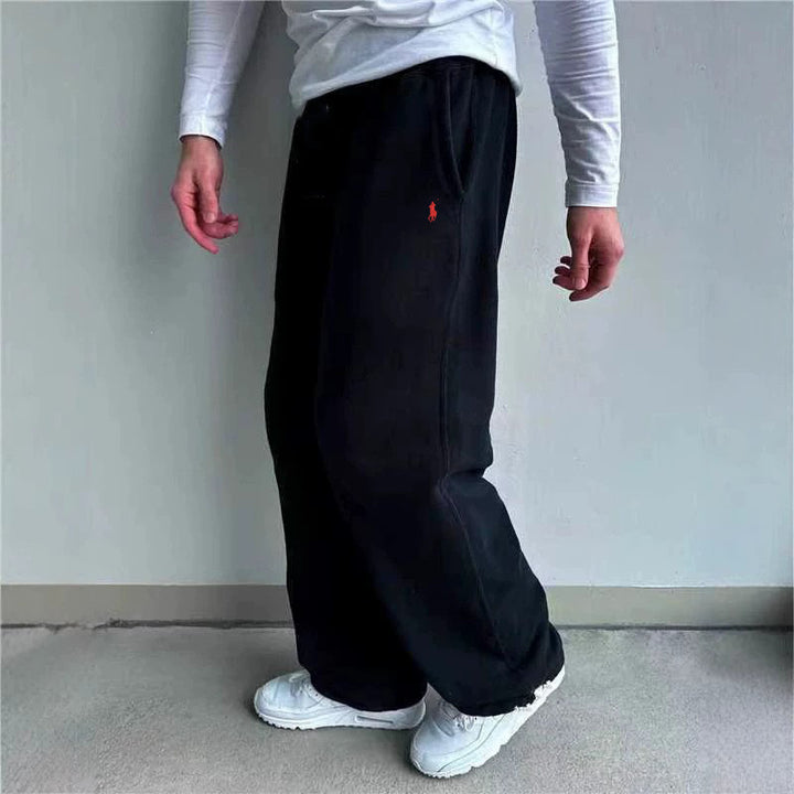 Men's Loose Baggy Sweatpants with Elastic Waistband and Embroidered Logo Mune Fashion