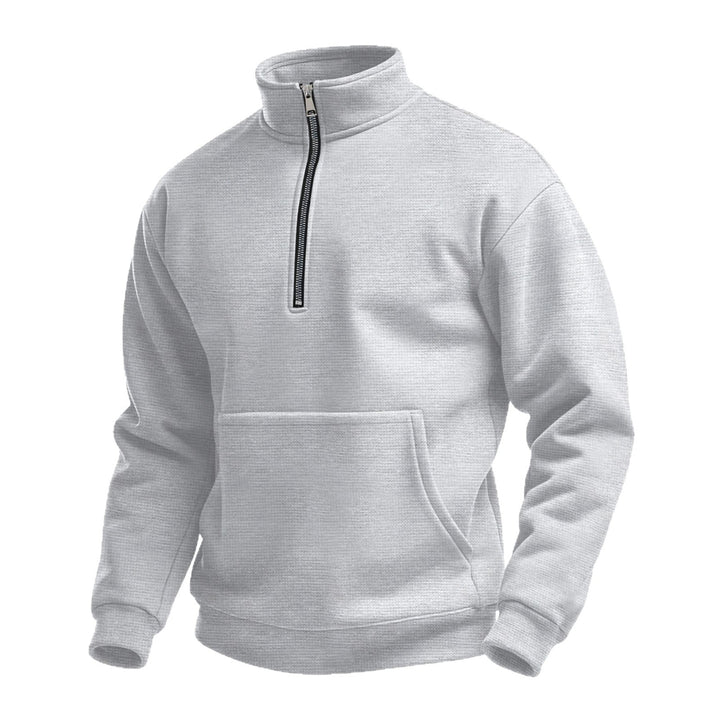 Unisex nan comfortable half-zip pullover with kangaroo pocket and stand-up collar made of structured fleece Mune Fashion