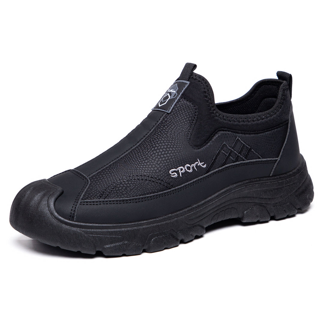 Men's robust slip-on work sneakers with reinforced toe cap, slip-resistant profile sole, and elastic entry Mune Fashion