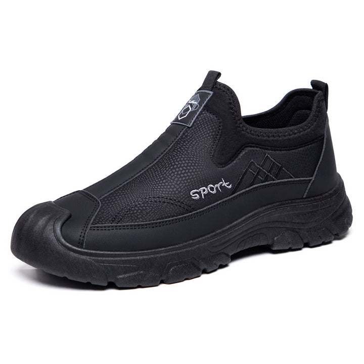 Men's robust slip-on work sneakers with reinforced toe cap, slip-resistant profile sole, and elastic entry Mune Fashion