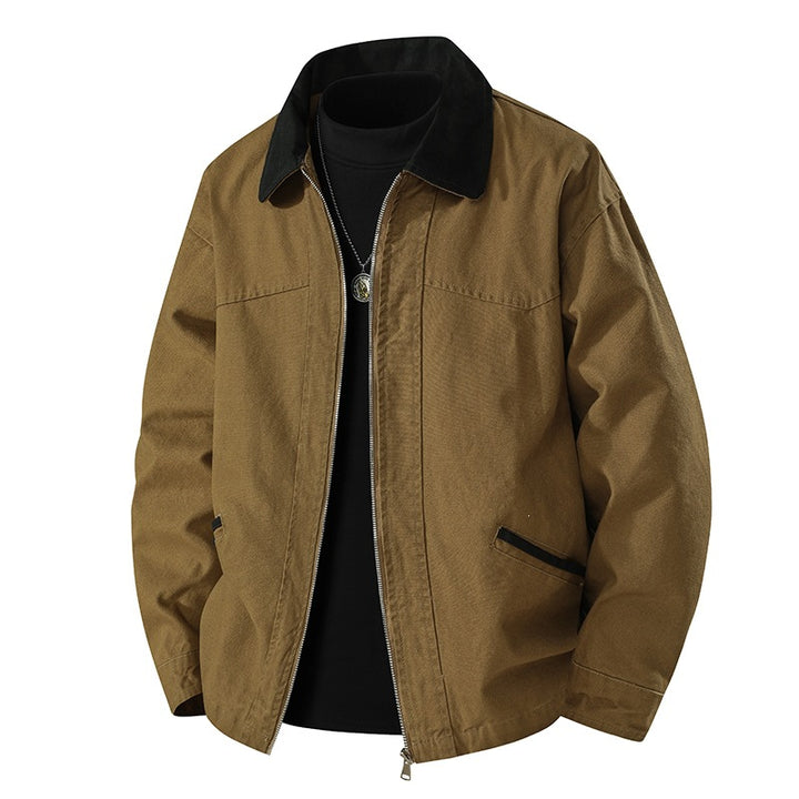 Men's Casual Leisure Jacket with High Collar Mune Fashion