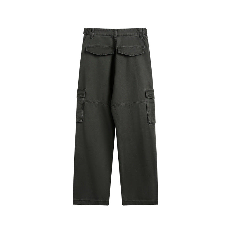 Men's Utility Cargo Pants with Wide Leg, Flap Pockets and Adjustable Waist Mune Fashion