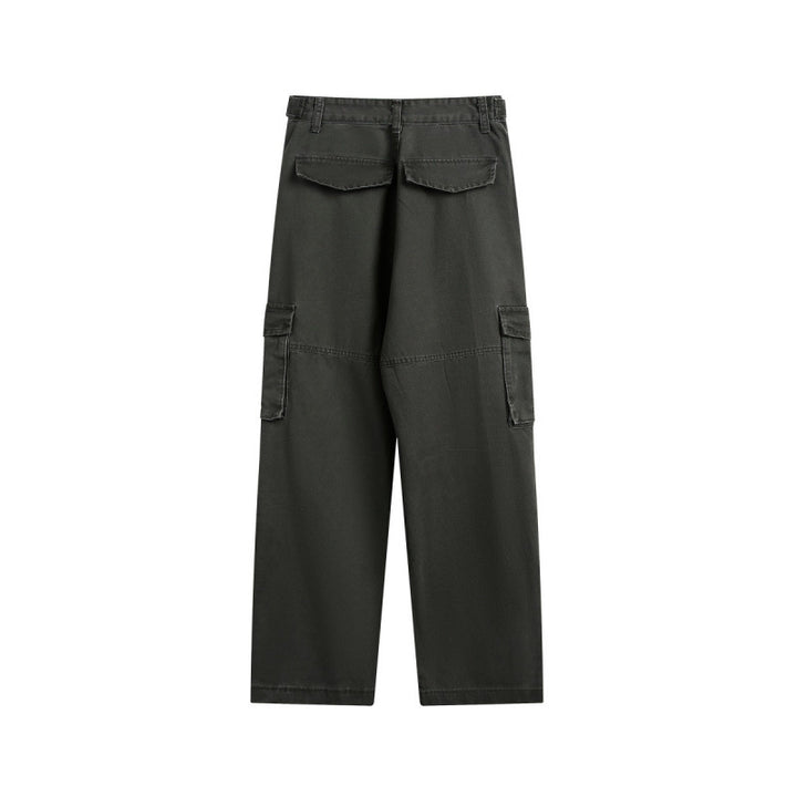 Men's Utility Cargo Pants with Wide Leg, Flap Pockets and Adjustable Waist Mune Fashion