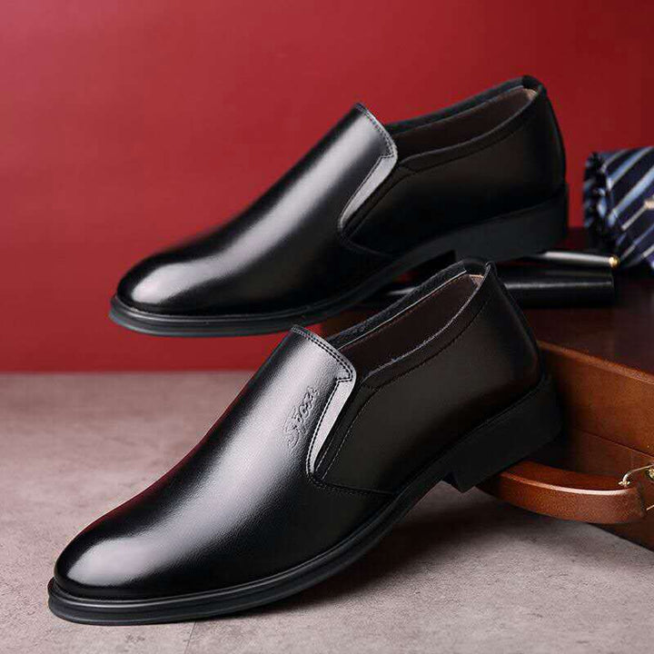 Men's Elegant Leather Slip-On with Elastic Entry and Profiled Rubber Sole Mune Fashion