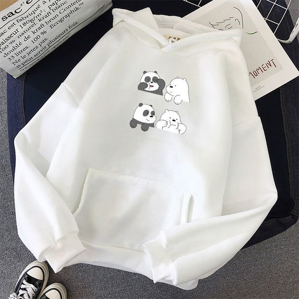 Unisex hooded sweatshirt with cute comic animal print, kangaroo pocket and soft fleece inner lining Mune Fashion