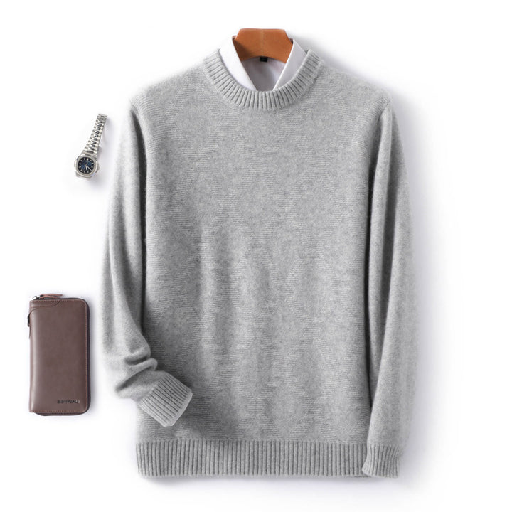 Men's fine crew neck sweater with subtle diamond structure made of cashmere blend Mune Fashion