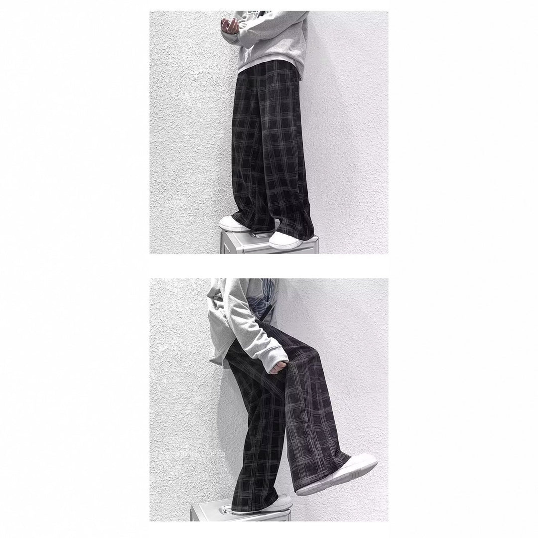 Women Loose Fit Checked Pants Mune Fashion