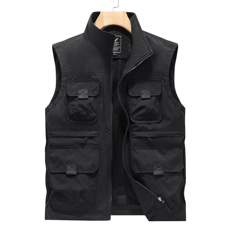 Men's photographer and outdoor utility vest with many multifunctional pockets and continuous zipper Mune Fashion