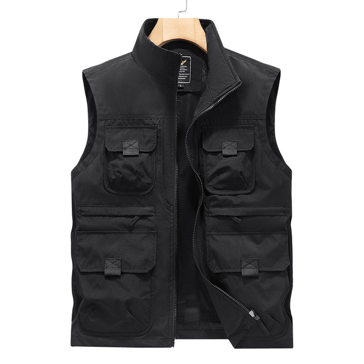 Men's photographer and outdoor utility vest with many multifunctional pockets and continuous zipper Mune Fashion