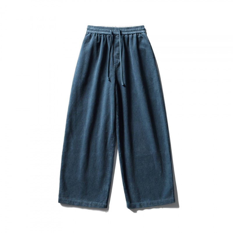 Unisex Wide Cord Pants in Relaxed Fit with Elastic Waistband, Drawstring and Straight Leg Mune Fashion