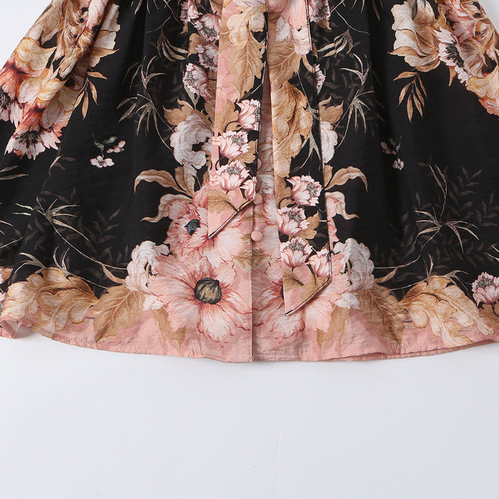 Women's short dress in kimono style with waist belt and V-neck Mune Fashion