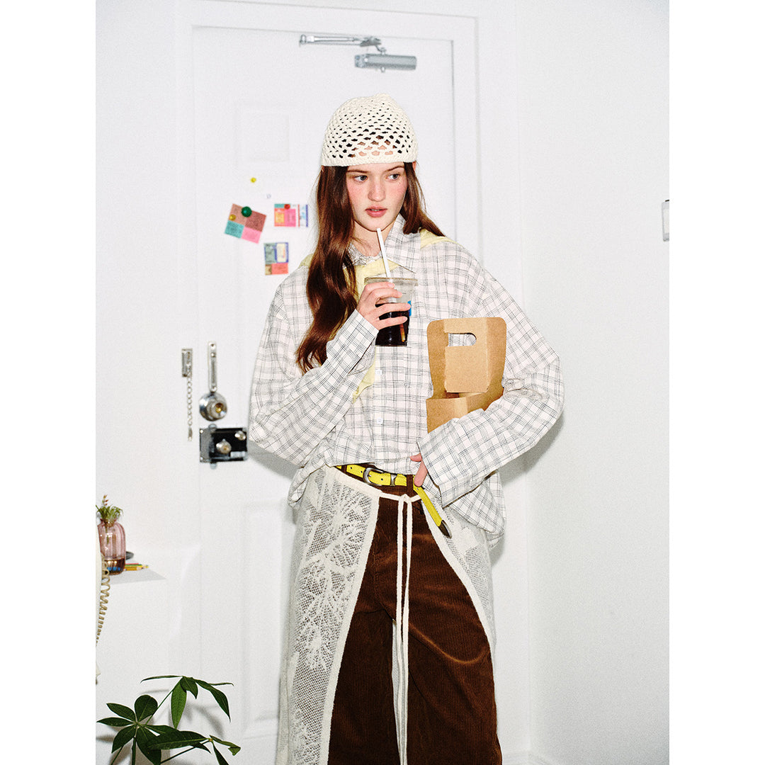Women's Oversized Shirt made of Linen-Cotton Mix with fine checked pattern Mune Fashion
