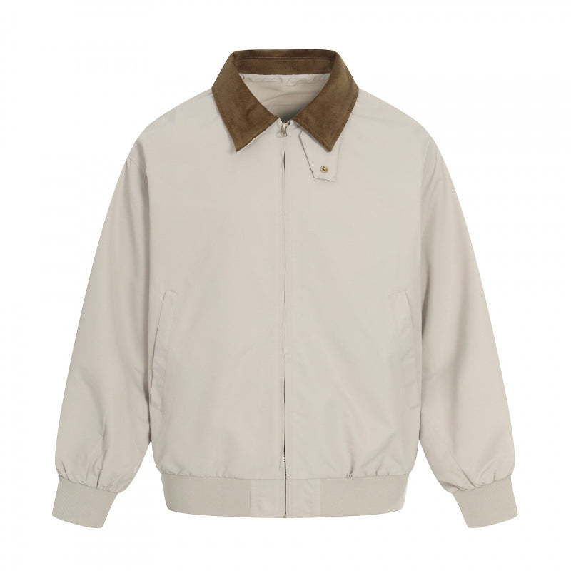 Men's Harrington jacket with corduroy collar, ribbed hem and discreet front zipper Mune Fashion