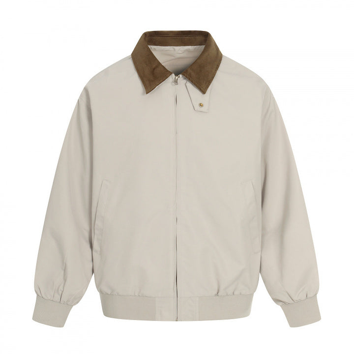 Men's Harrington jacket with corduroy collar, ribbed hem and discreet front zipper Mune Fashion