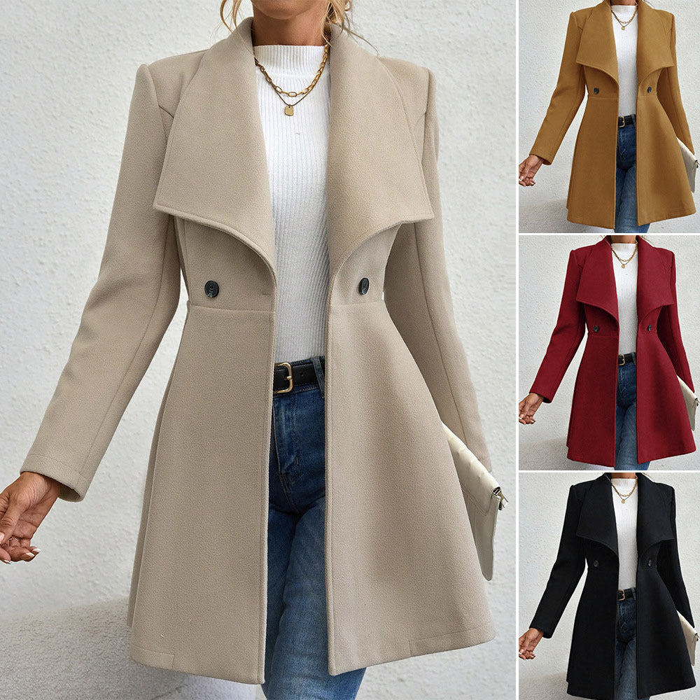 Ladies Elegant Double-Breasted Wool Jacket