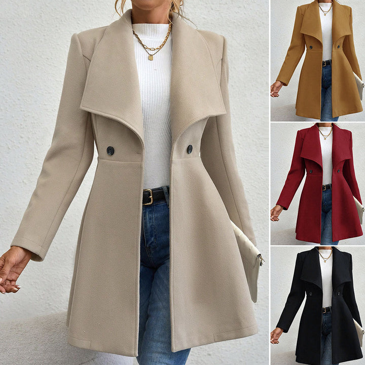 Ladies Elegant Double-Breasted Wool Jacket