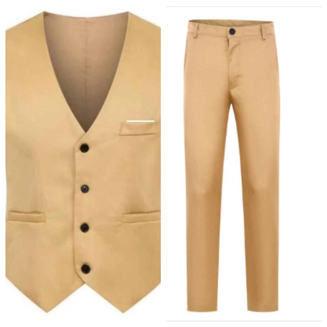 Men's elegant satin vest with V-neck and slim-fit suit trousers Mune Fashion