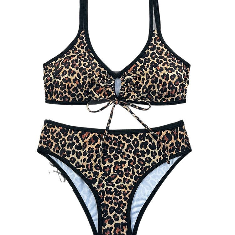 Women's triangle bikini with fashionable tie band and animalistic fringe detail Mune Fashion