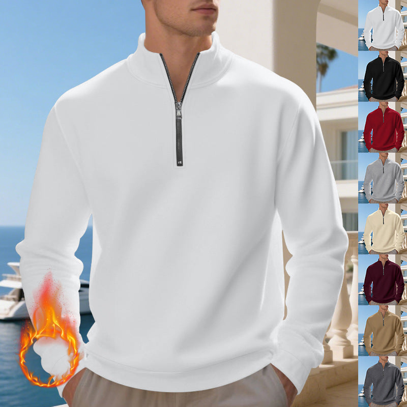 Men's classic half-zip sweater with stand-up collar, brushed fleece lining and elastic ribbed cuffs Mune Fashion