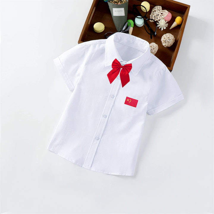 Ladies short sleeve shirt with elegant appliqué Mune Fashion