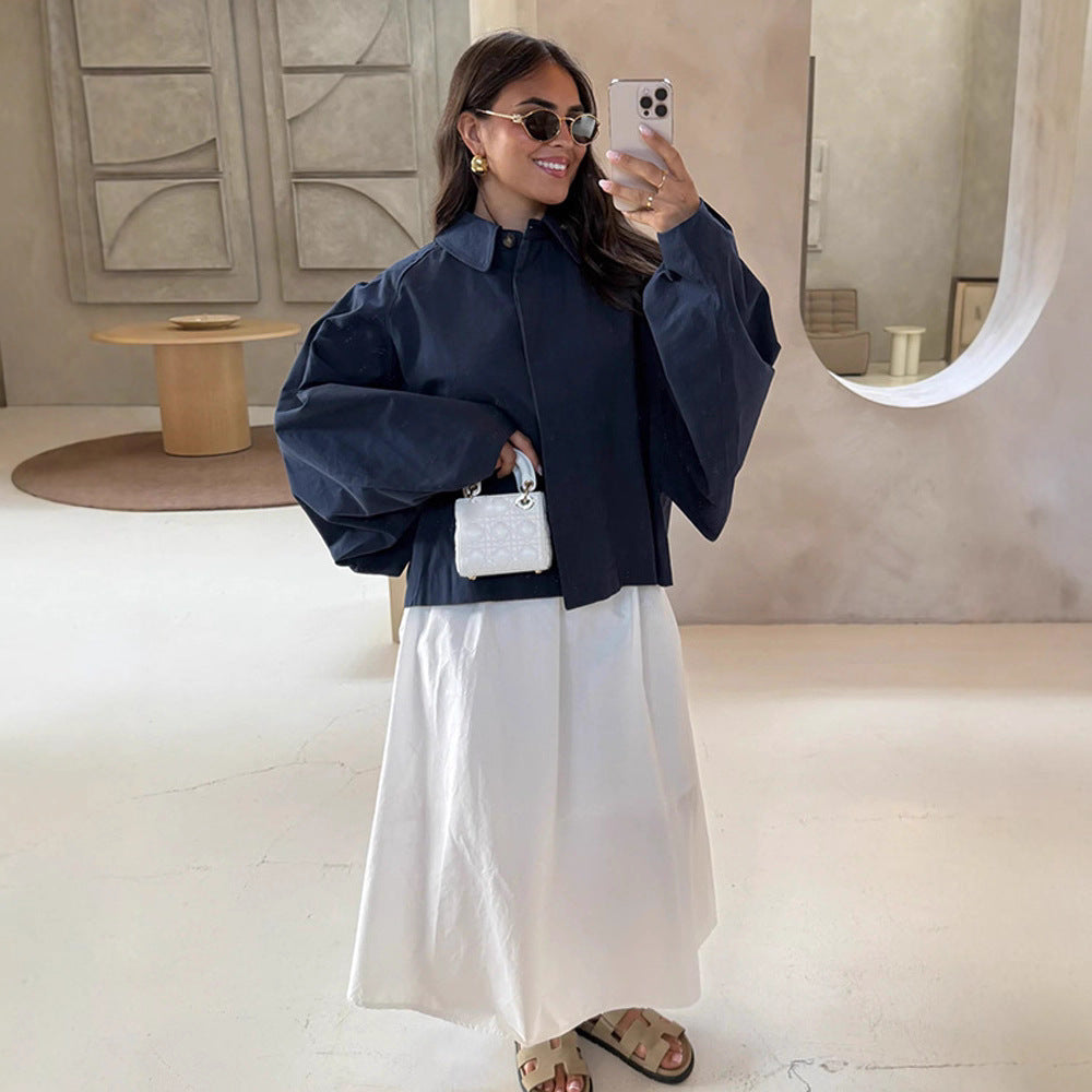 Women Boxy Cropped Short Jacket with Voluminous Balloon Sleeves Mune Fashion