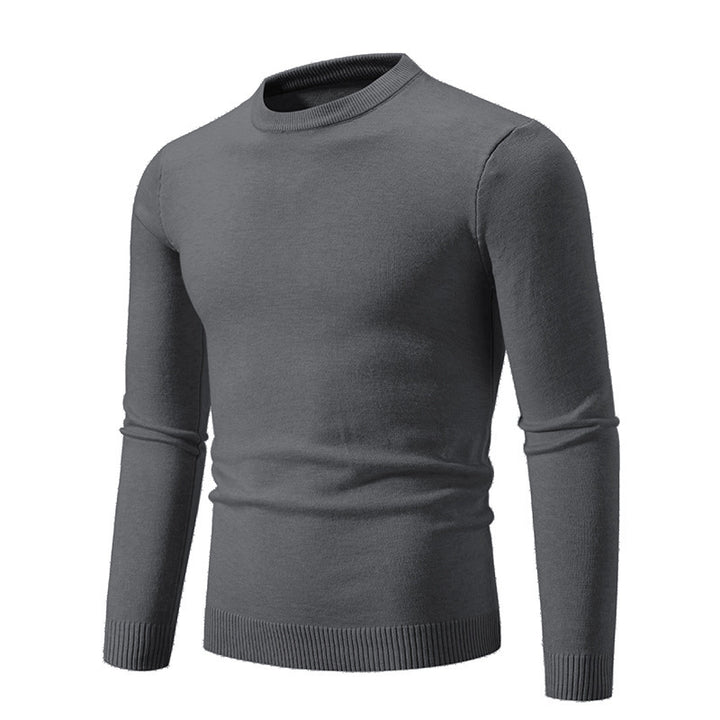 Men's fine knit round neck sweater slim fit with ribbed cuffs Mune Fashion