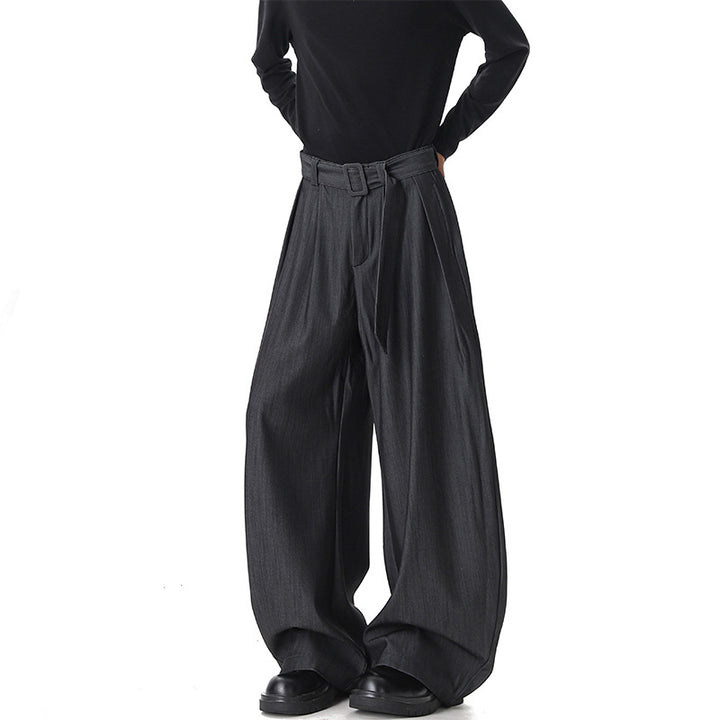 Women Wide Paperbag Pants with High Waist, Pleats and Waist Belt Mune Fashion