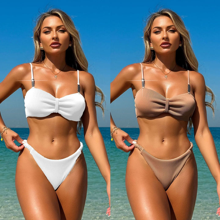 Women Ribbed Bikini with Ruched Top Mune Fashion