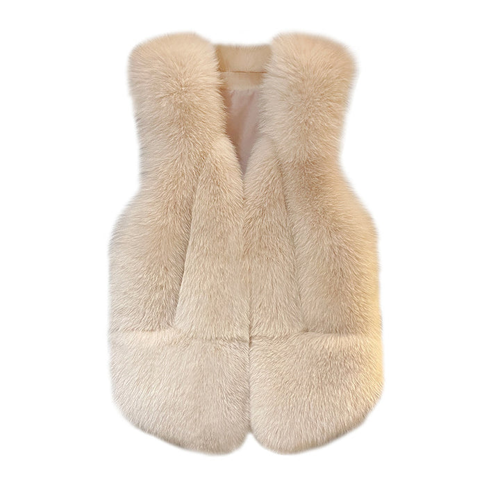 Women's Sleeveless High-Pile Faux Fur Vest with Tailored Fit and Inset Pockets Mune Fashion