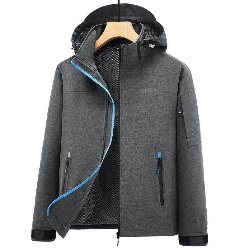 Men's Breathable Softshell Outdoor Jacket with Hood, Welded Seams and Sleeve Pocket Mune Fashion