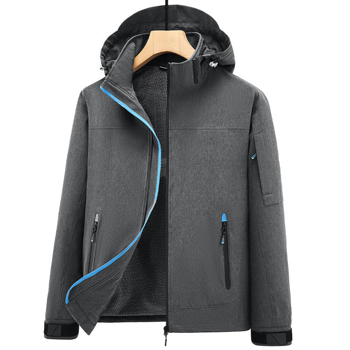 Men's Breathable Softshell Outdoor Jacket with Hood, Welded Seams and Sleeve Pocket Mune Fashion
