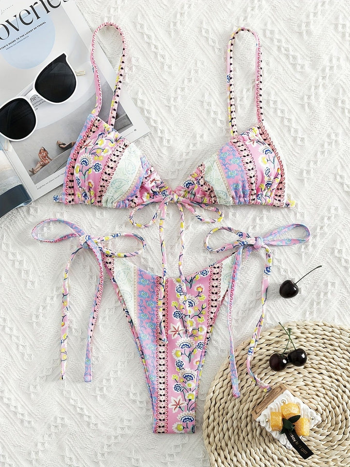 Women Triangle Bikini with playful design and adjustable straps Mune Fashion