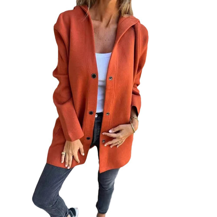 Women's Hoodie Coat with Snap Buttons and Oversized Silhouette Mune Fashion