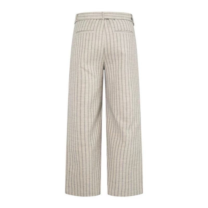 Women Wide Linen-Mix Culotte Pants with High Waist and D-Ring Belt Mune Fashion
