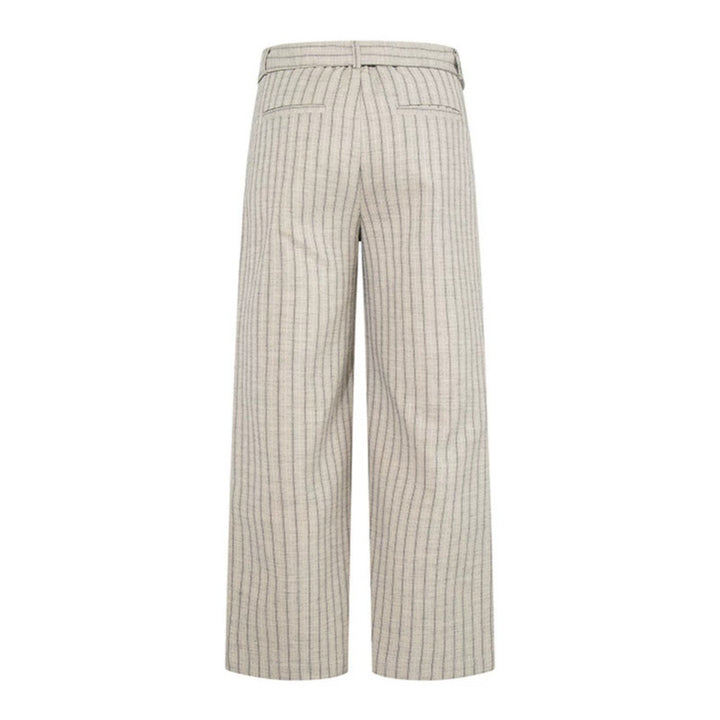 Women Wide Linen-Mix Culotte Pants with High Waist and D-Ring Belt Mune Fashion