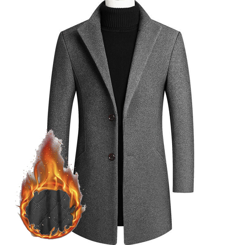 Men's Modern Wool Blend Short Coat with Slim Silhouette, Notched Lapel and Two Button Closure Mune Fashion