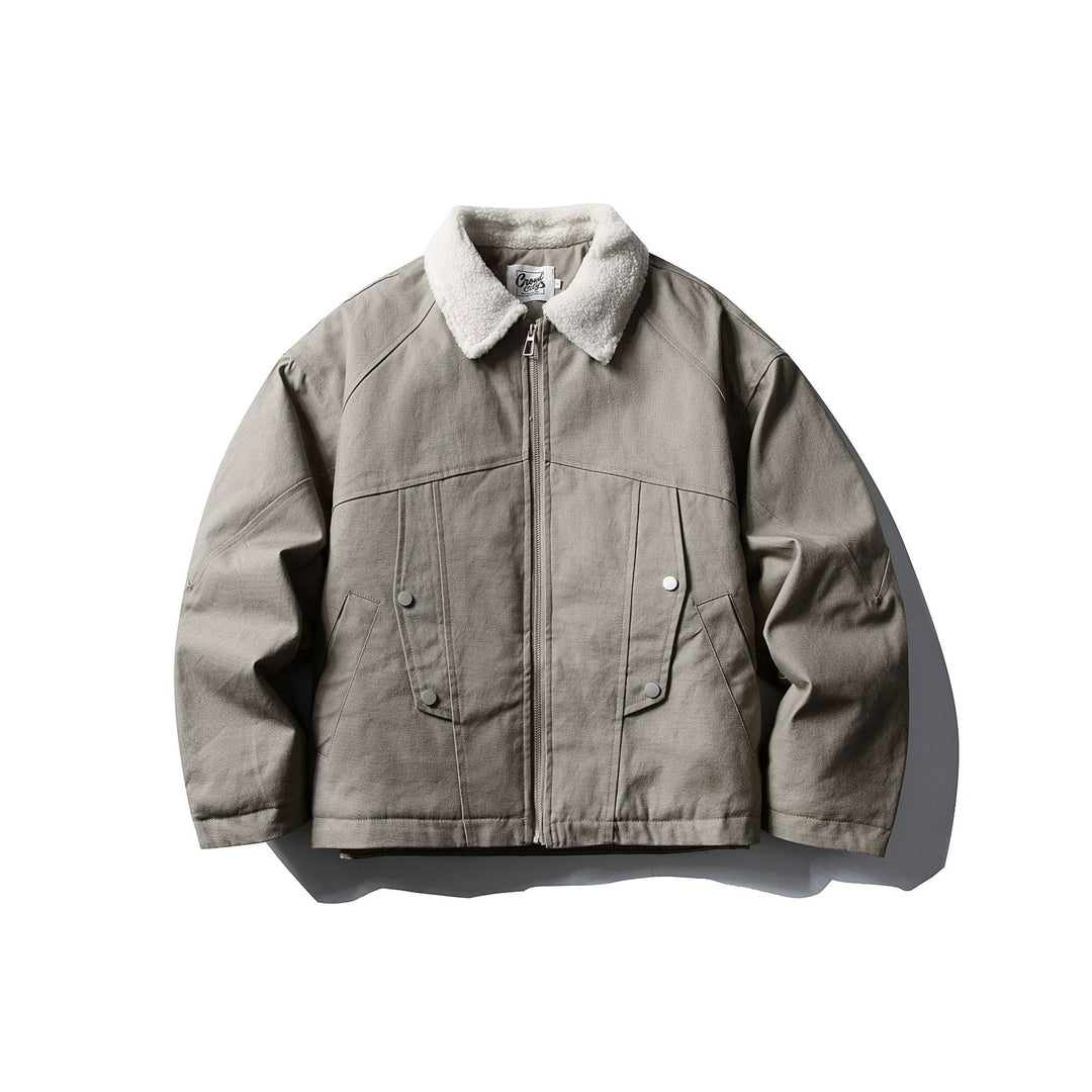 Unisex Short Canvas Field Blouson with Teddy Collar and Two-Way Zipper Mune Fashion