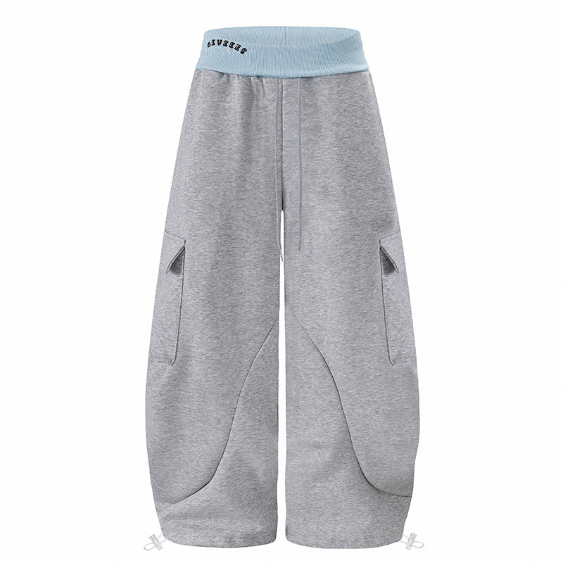 Women's Extra Wide Cargo Palazzo Sweatpants with High Comfort Waistband and Adjustable Hem