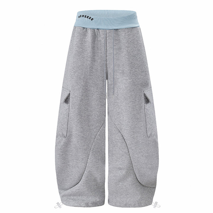 Women's Extra Wide Cargo Palazzo Sweatpants with High Comfort Waistband and Adjustable Hem