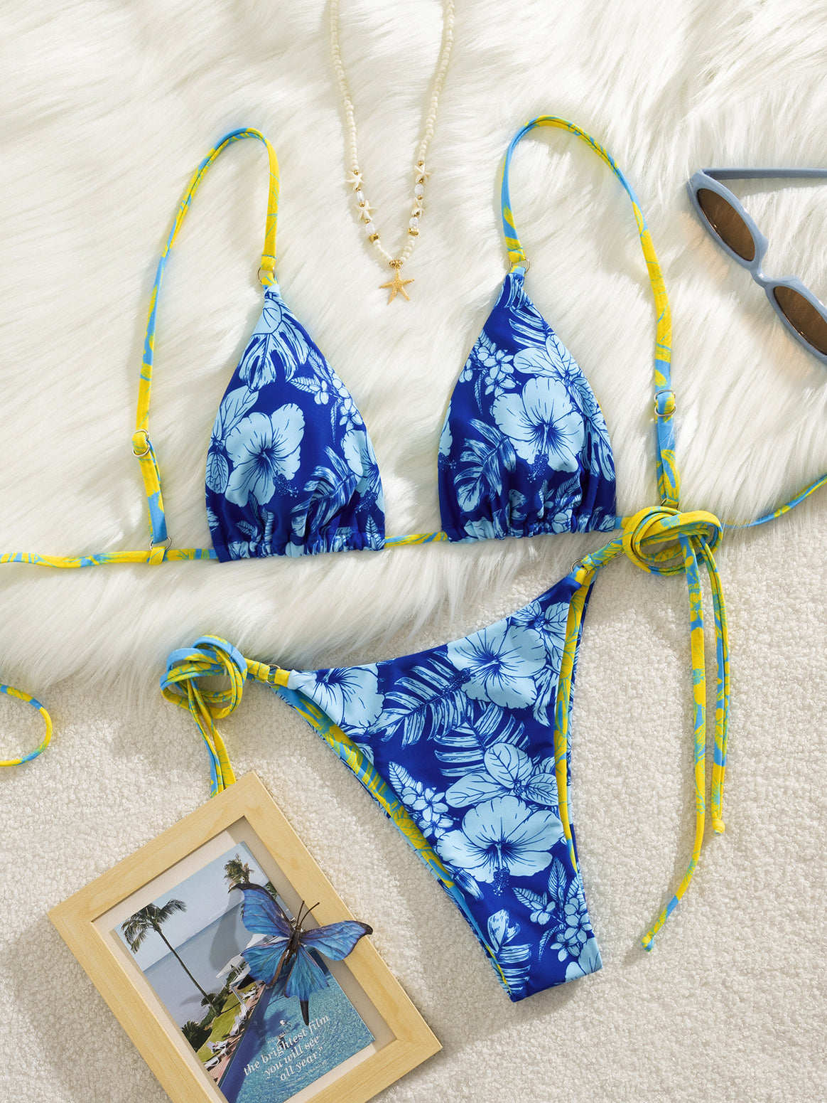 Women's Triangle Bikini with Floral Patterns Mune Fashion