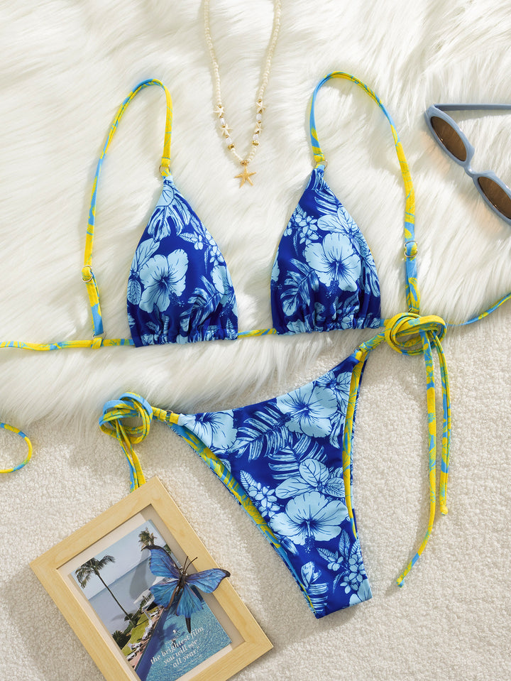 Women's Triangle Bikini with Floral Patterns Mune Fashion