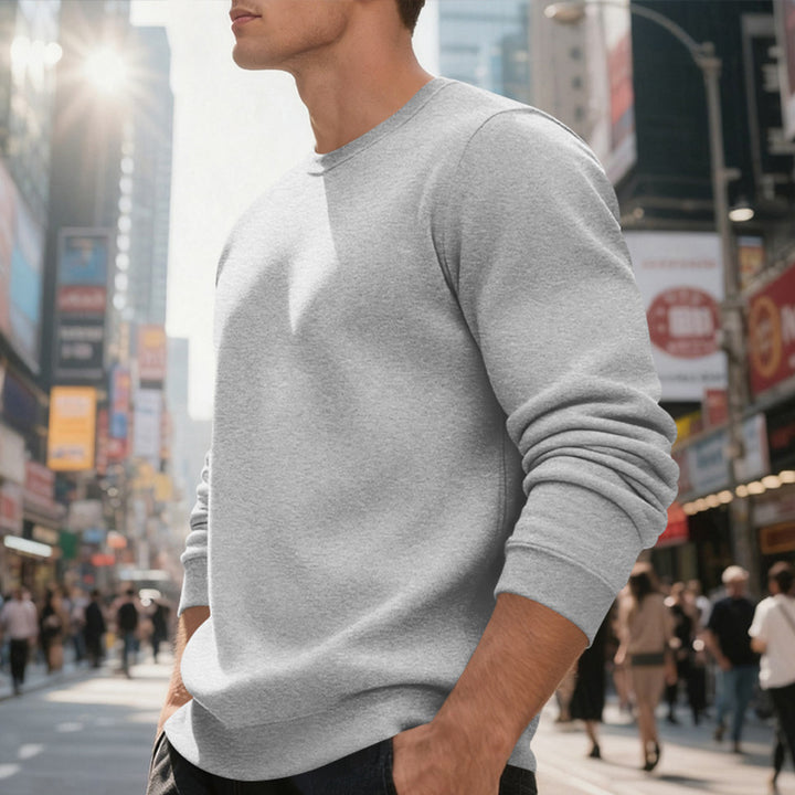 Men's soft crewneck sweatshirt made of cotton blend with ribbed cuffs and relaxed fit Mune Fashion