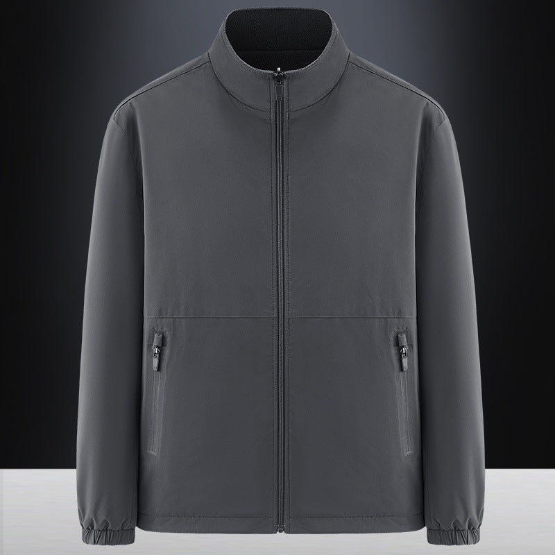 Men's minimalist technical all-weather softshell jacket with stand-up collar and water-repellent zippers Mune Fashion