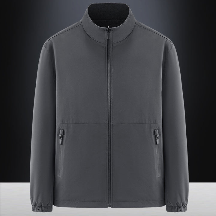Men's minimalist technical all-weather softshell jacket with stand-up collar and water-repellent zippers Mune Fashion