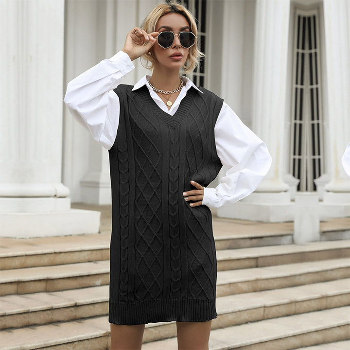 Women Casual Knit Sweater Dress Mune Fashion