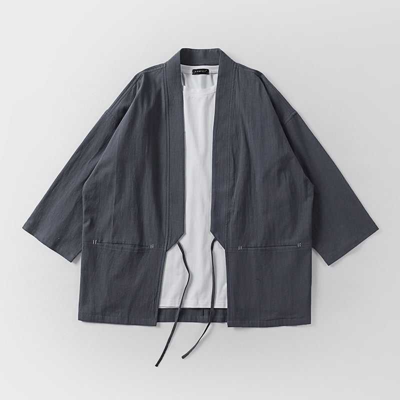 Unisex Kimono-Haori-Jacket with tie belt and three-quarter sleeves Mune Fashion
