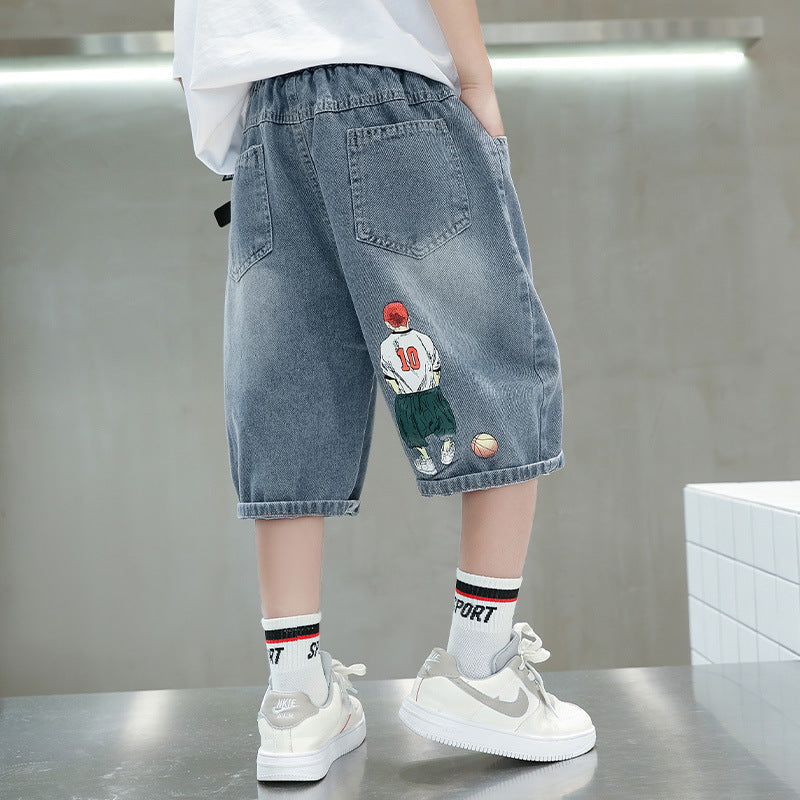 Boys casual denim shorts with exclusive embroidery design Mune Fashion
