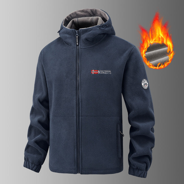 Men's warming fleece hoodie jacket with thermal lining, zippered pockets and elastic cuffs Mune Fashion